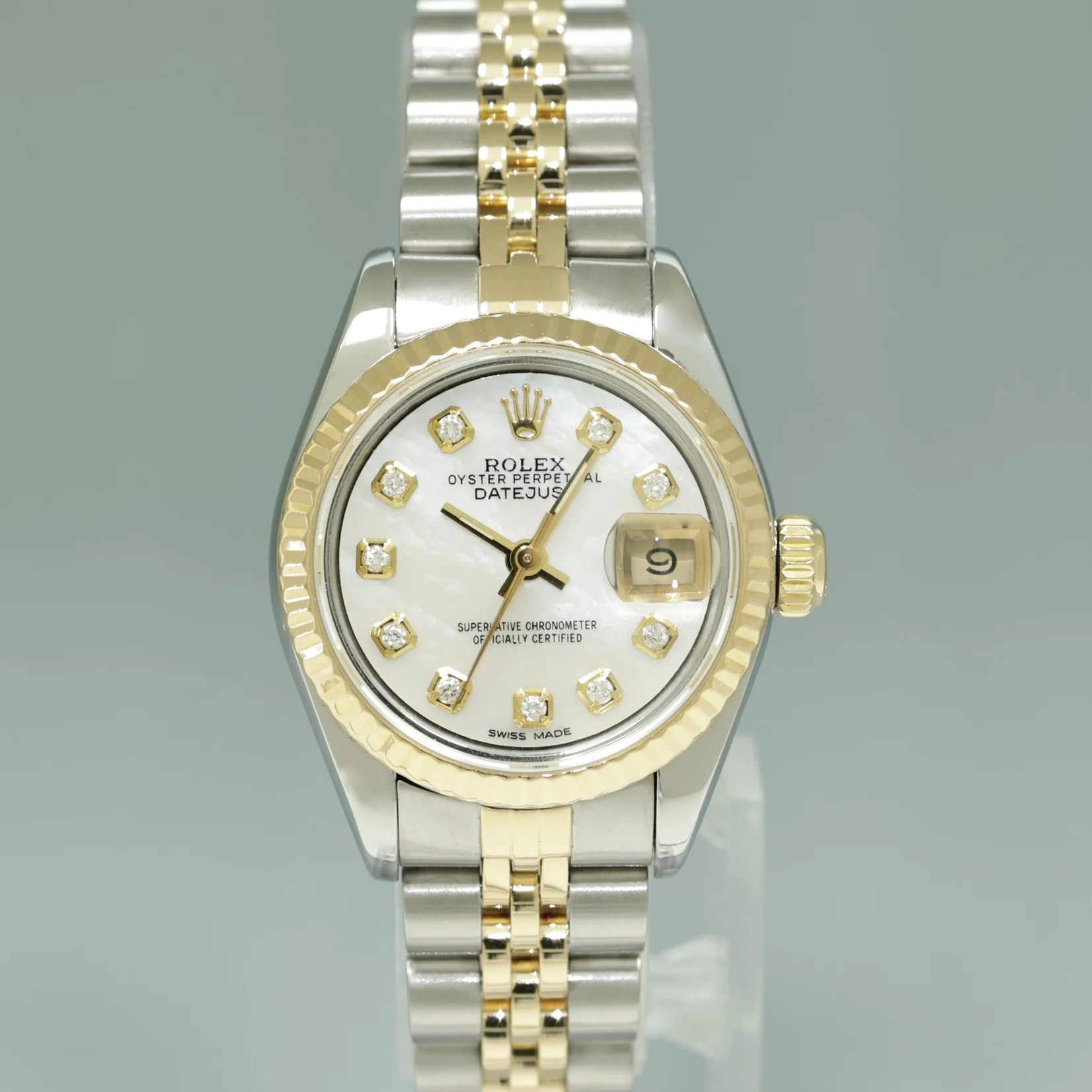 MINT Pearl Diamond Ladies Rolex 26mm DateJust 69173 Two Tone Gold Jubilee Watch - Image 2