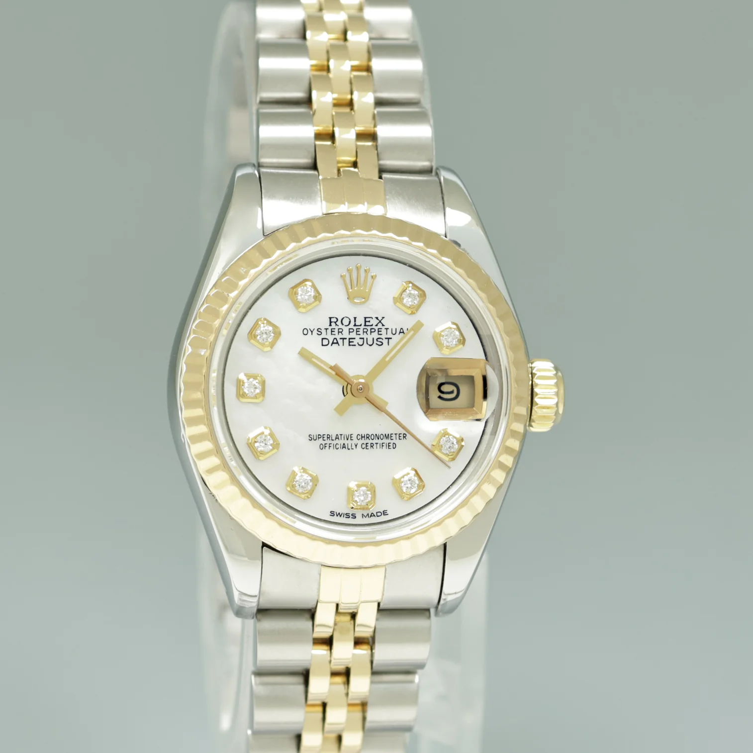 MINT Pearl Diamond Ladies Rolex 26mm DateJust 69173 Two Tone Gold Jubilee Watch - Image 3