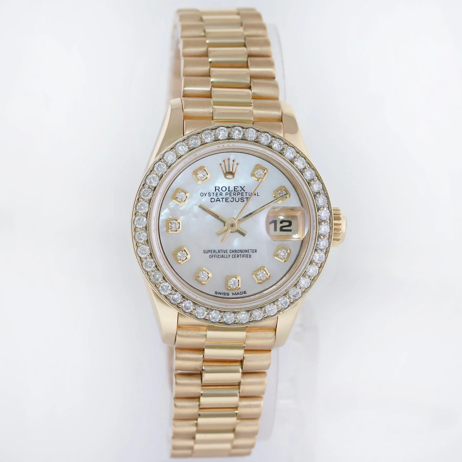 MINT Pearl Diamond Ladies Rolex DateJust 69178 President 26mm 18k Yellow Gold Watch Box - Image 3