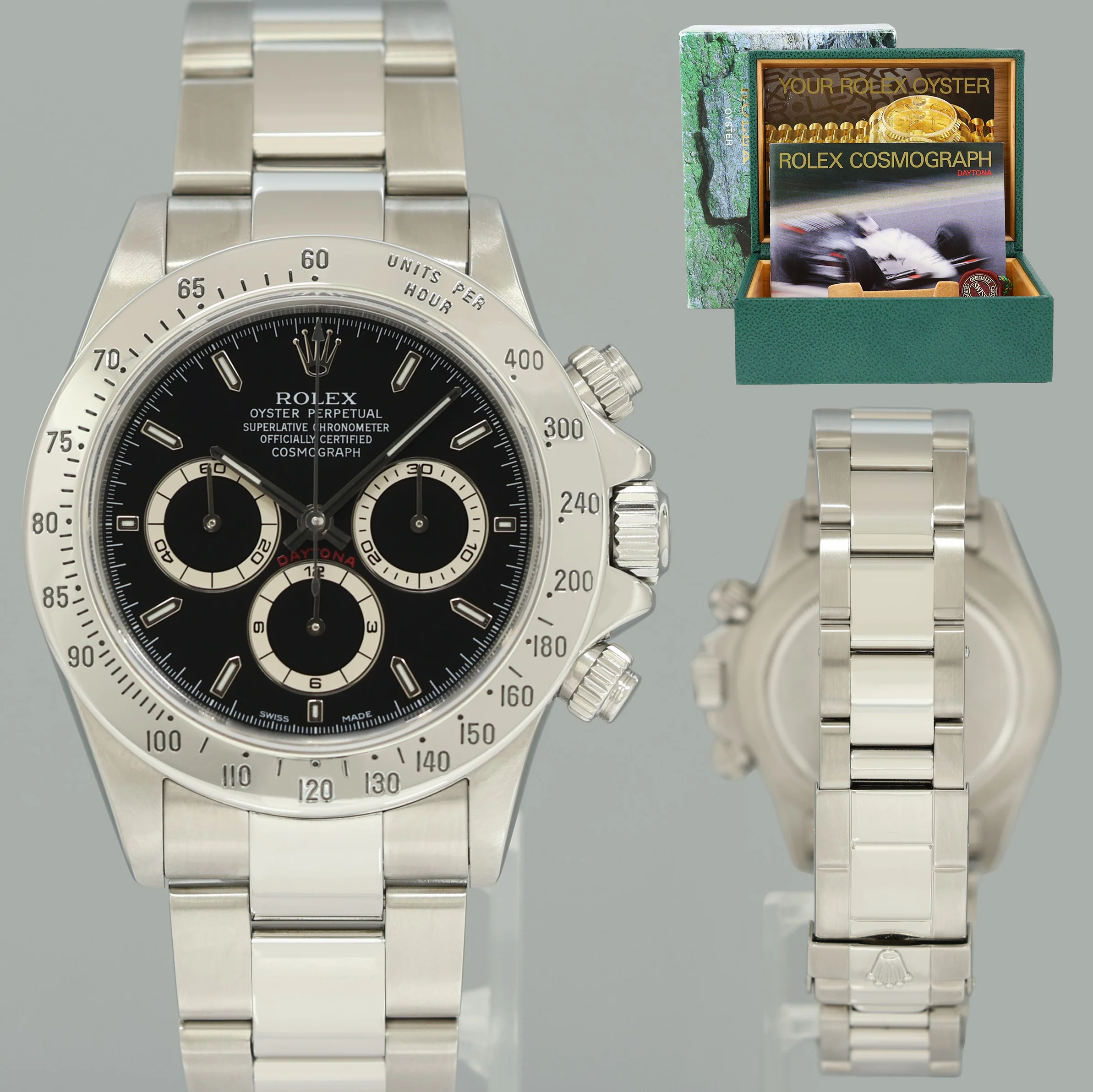 1999 MINT Rolex 16520 Zenith Daytona Chronograph Black Dial 40mm Watch Box
