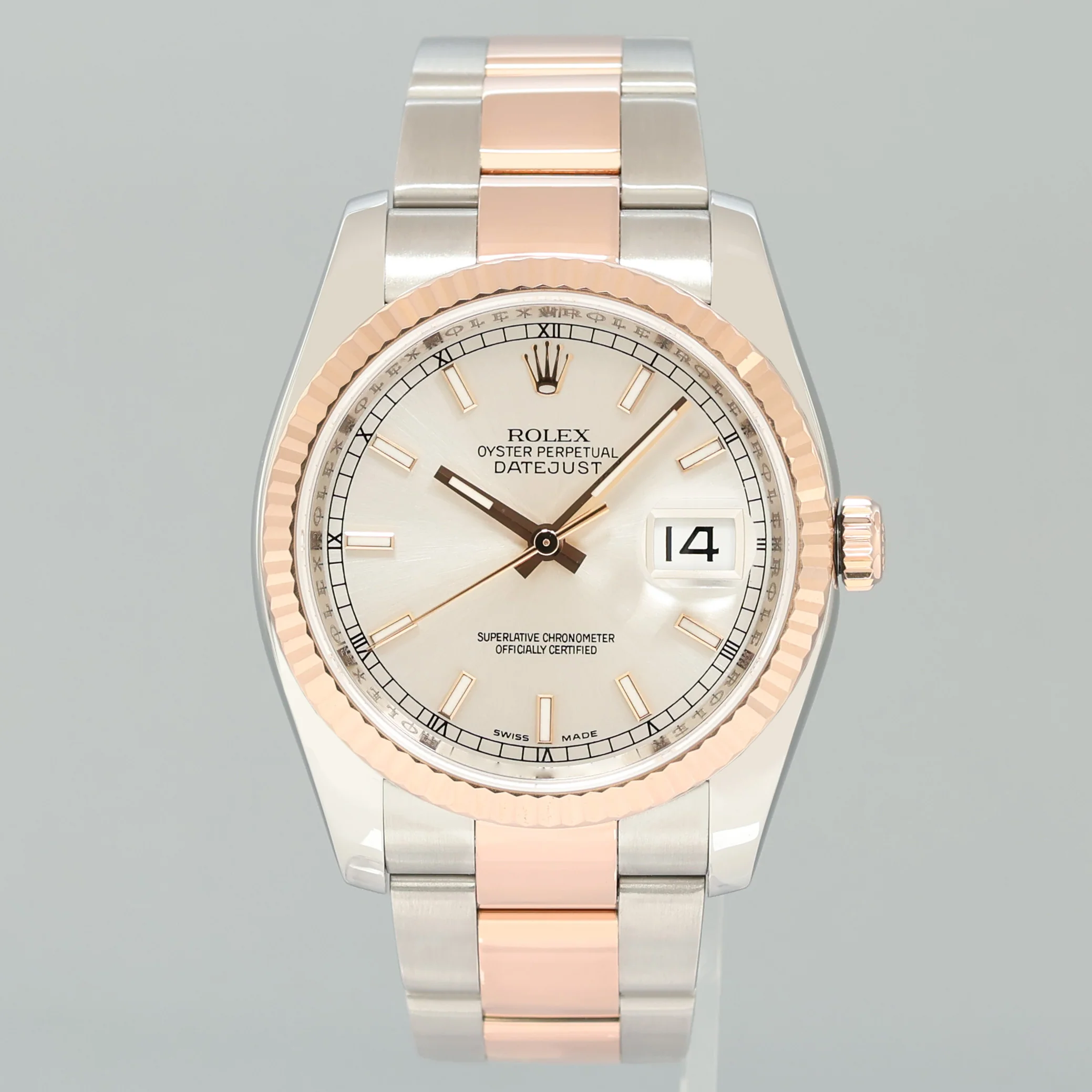 MINT Rolex DateJust Tone Rose Gold Steel 36mm Silver Stick 116231 Watch Box - Image 2