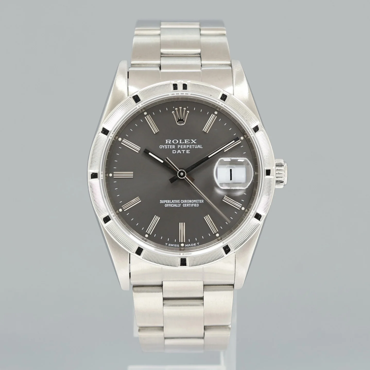 MINT Rolex Oyster Perpetual Date 34mm 15210 Steel Grey Stick Watch Box - Image 2