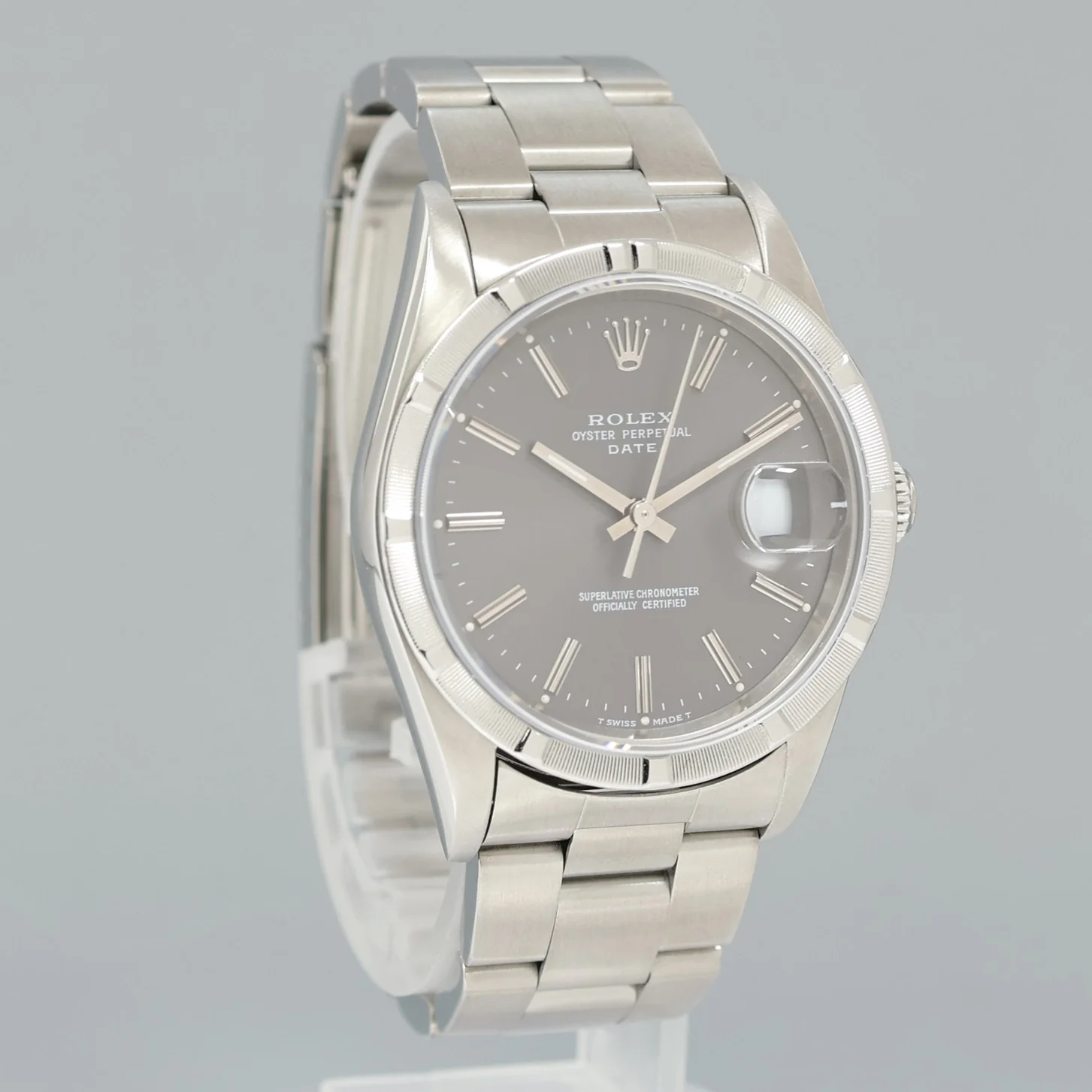 MINT Rolex Oyster Perpetual Date 34mm 15210 Steel Grey Stick Watch Box - Image 3