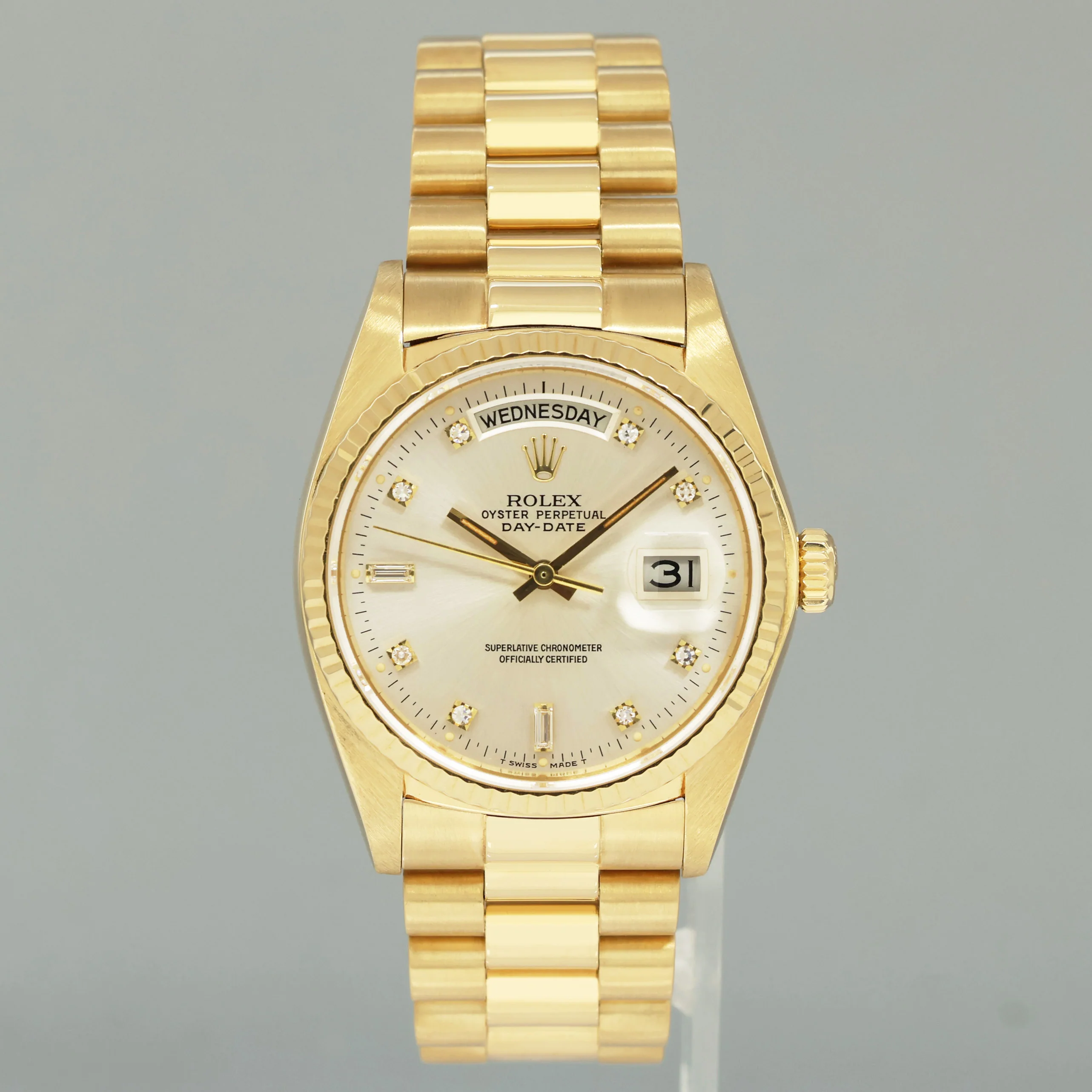 MINT Rolex President Day-Date Silver Diamond 18038 Quickset Yellow Gold Watch Box - Image 2