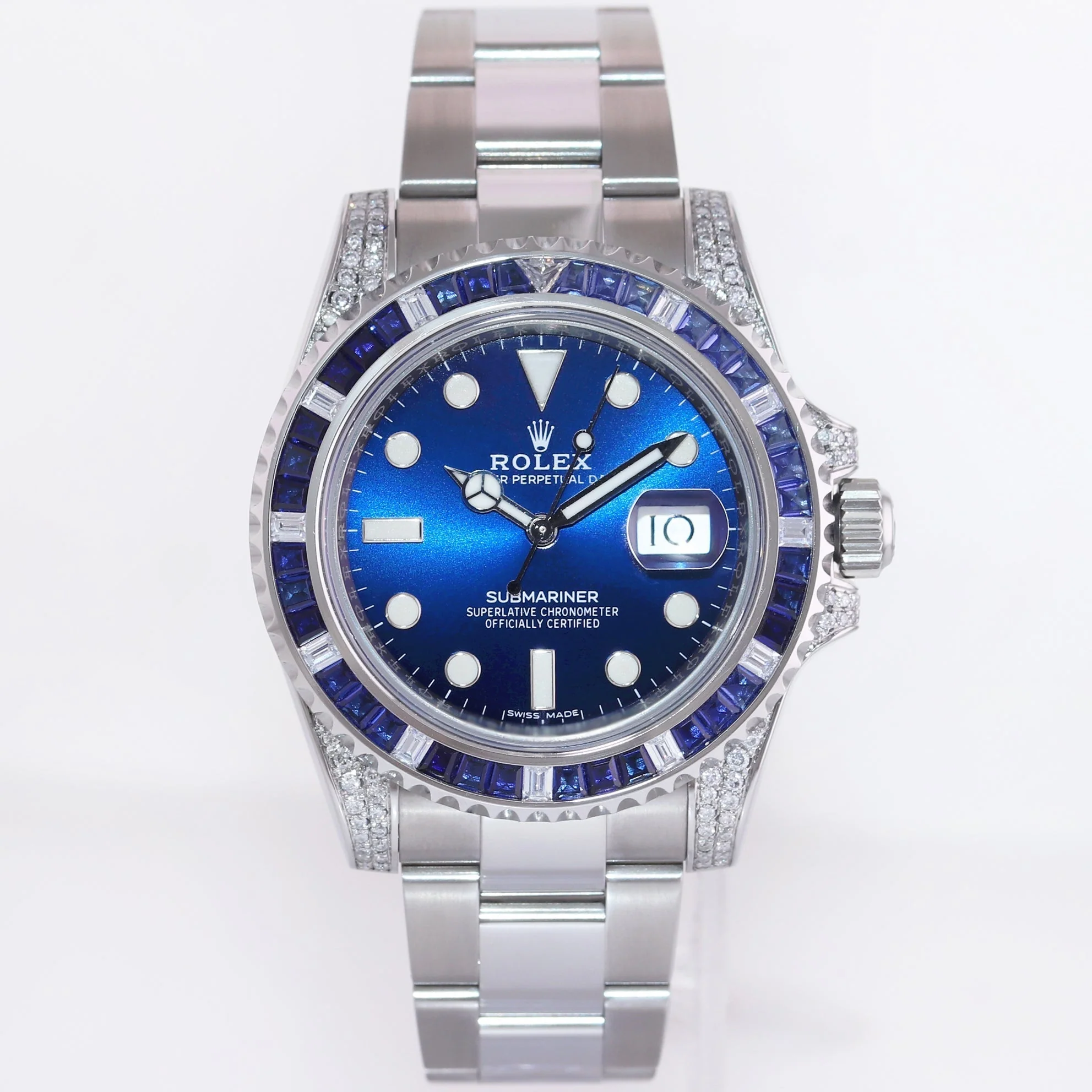 2017 MINT Rolex Submariner Date 116610 Diamond Sapphire Steel Blue Ceramic Watch - Image 2