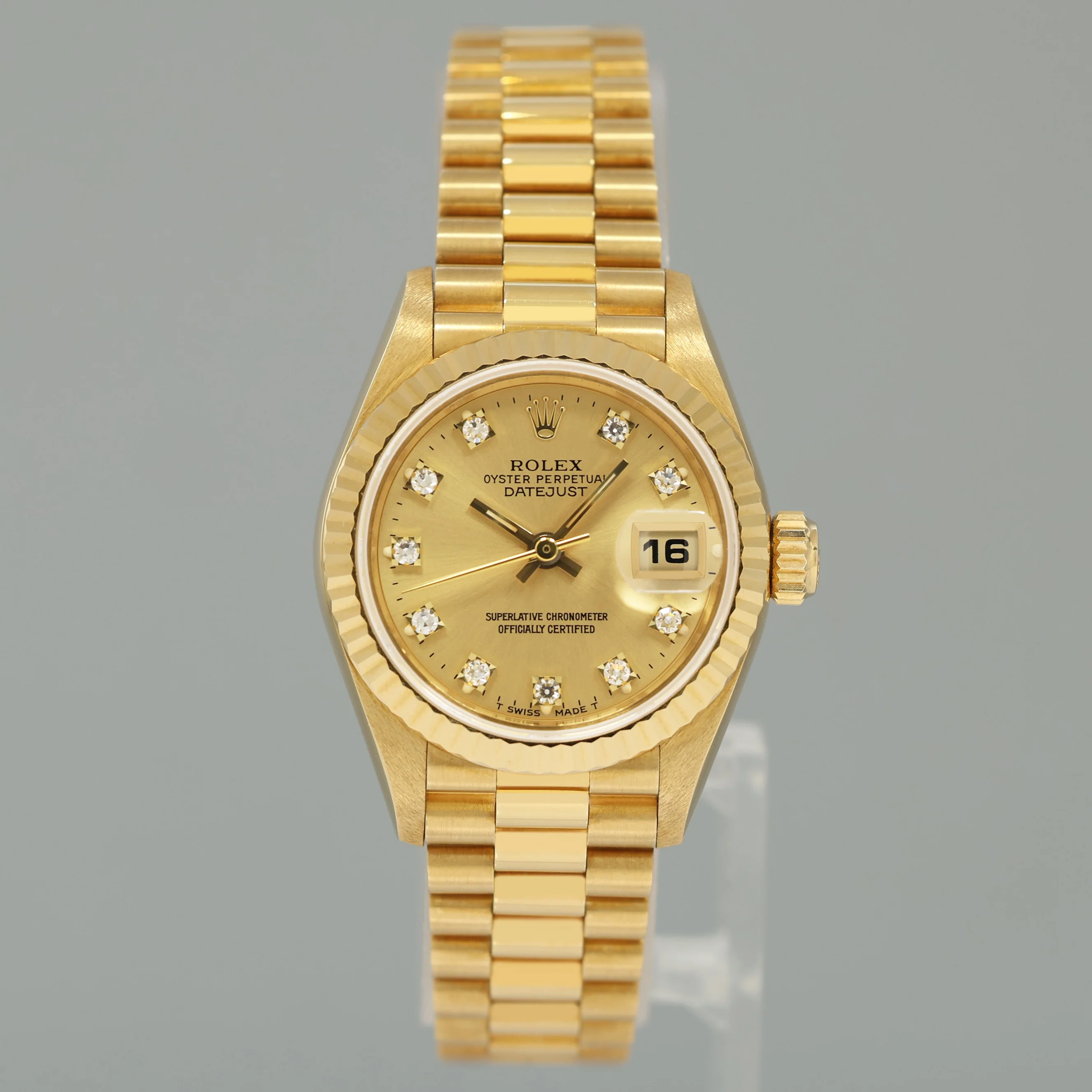 PAPERS MINT Factory Diamond Ladies 69178 Rolex DateJust President 26mm Yellow Gold Watch Box - Image 2