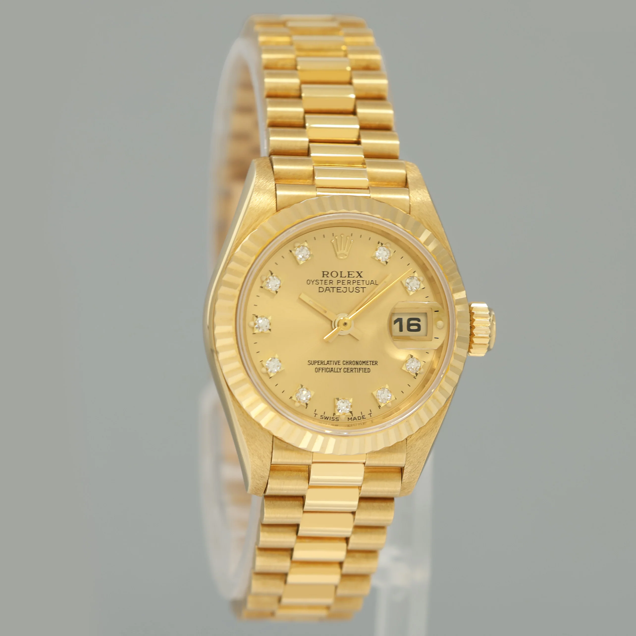 PAPERS MINT Factory Diamond Ladies 69178 Rolex DateJust President 26mm Yellow Gold Watch Box - Image 3