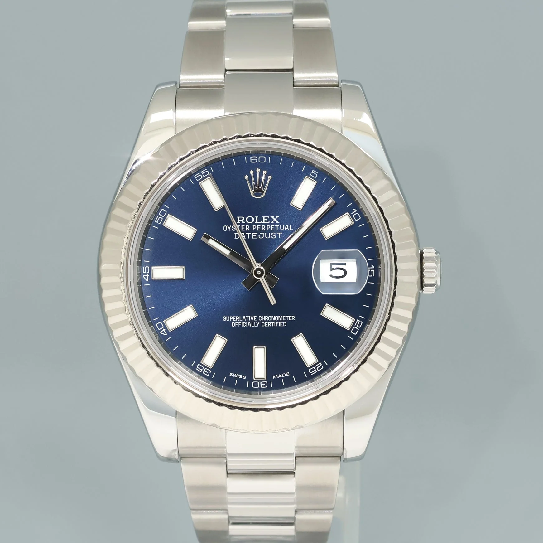 PAPERS MINT Rolex DateJust II Blue Stick White Gold Fluted Bezel 116334 Watch Box - Image 2