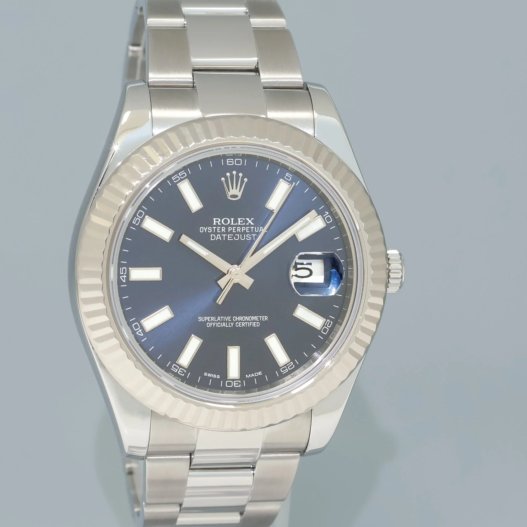 PAPERS MINT Rolex DateJust II Blue Stick White Gold Fluted Bezel 116334 Watch Box - Image 3