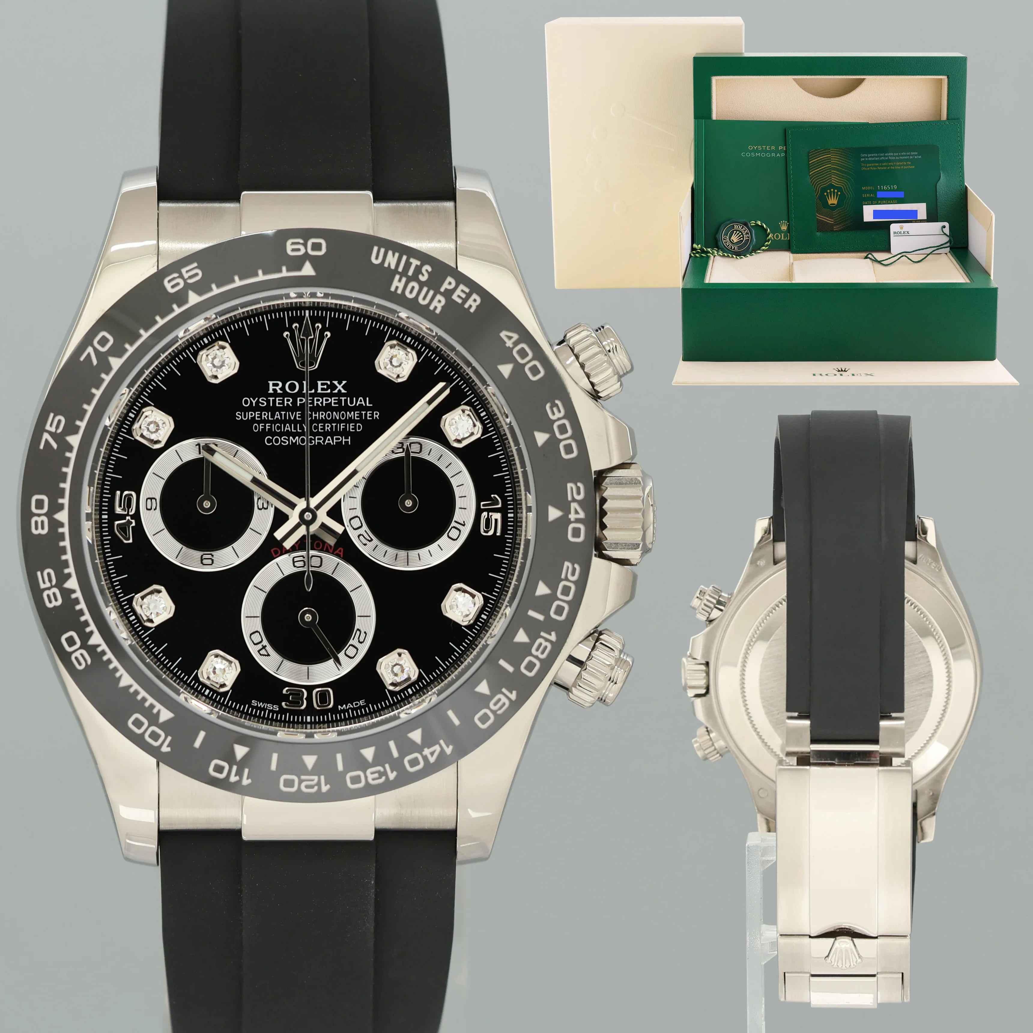 2022 NEW PAPERS Rolex Daytona Oysterflex 116519LN White Gold Ceramic Diamond Watch