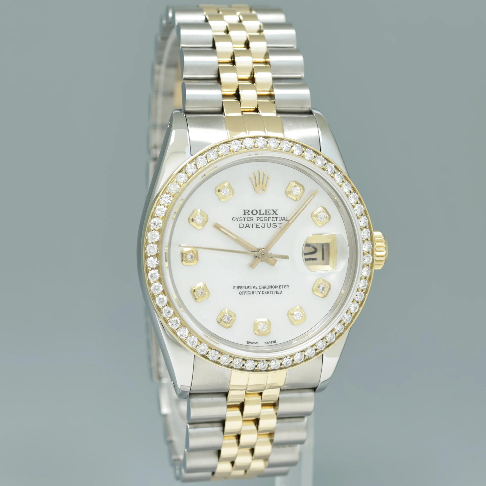 PEARL & DIAMOND BEZEL Rolex DateJust 16233 Two-Tone Yellow Gold Jubilee Watch Box - Image 3