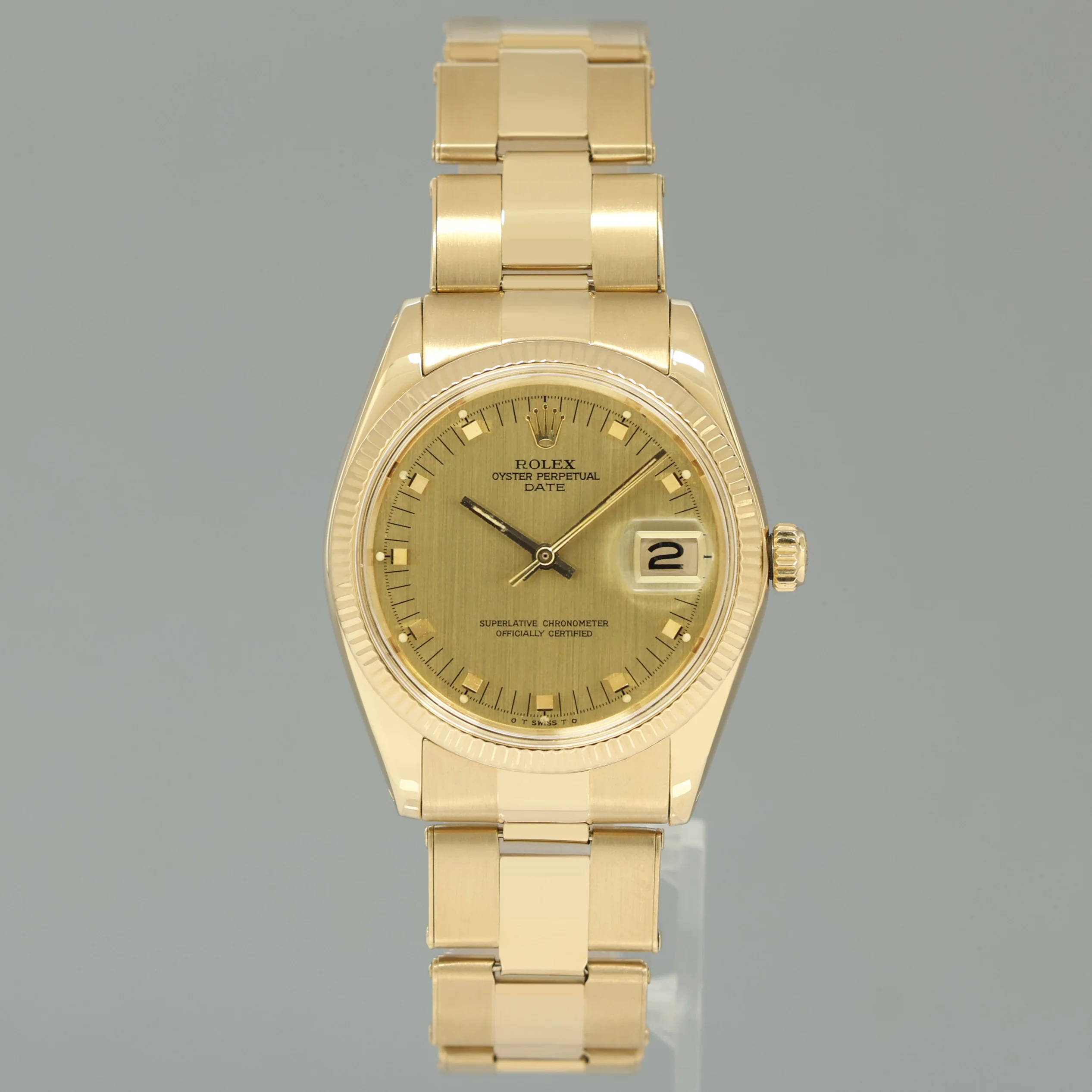 Rolex Date 34mm Oyster Perpetual 1503 Yellow Gold Champagne Watch Box - Image 2