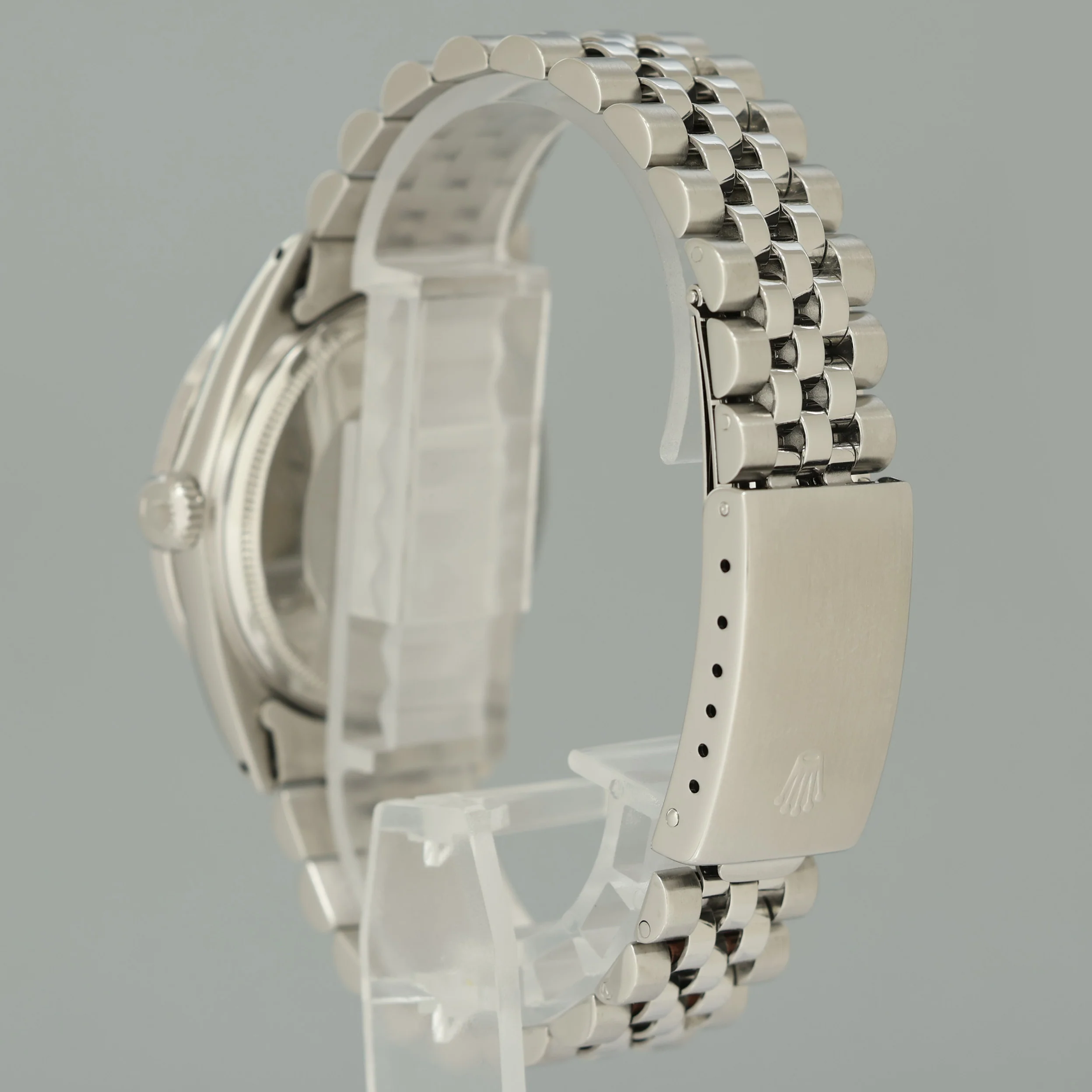Rolex DateJust 1601 Blue Diamond Bezel Dial White Gold Jubilee Band 36mm Watch Box - Image 4