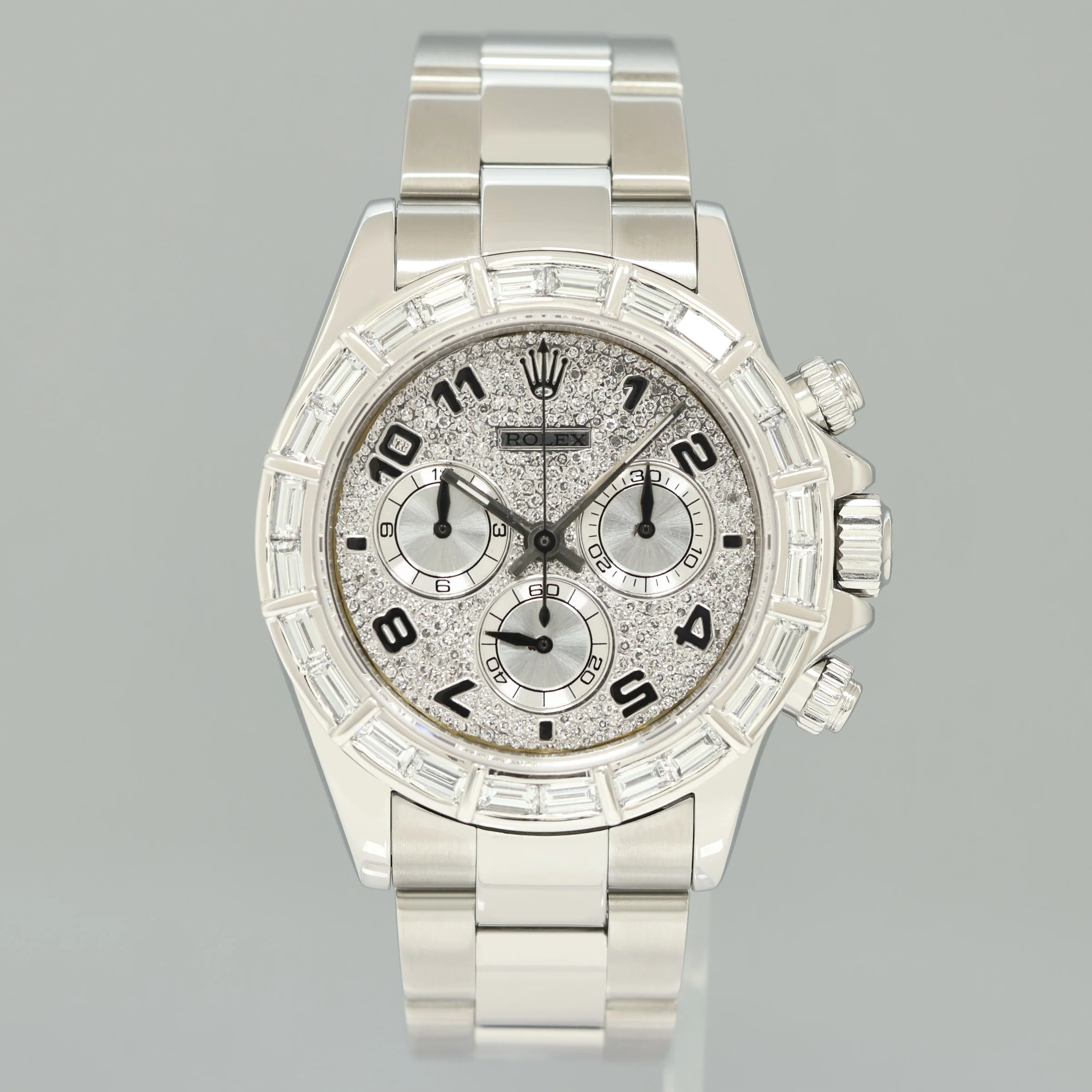 Rolex Daytona 116520 Pave Diamond Baguette Steel Chrono 40mm Watch Box - Image 2