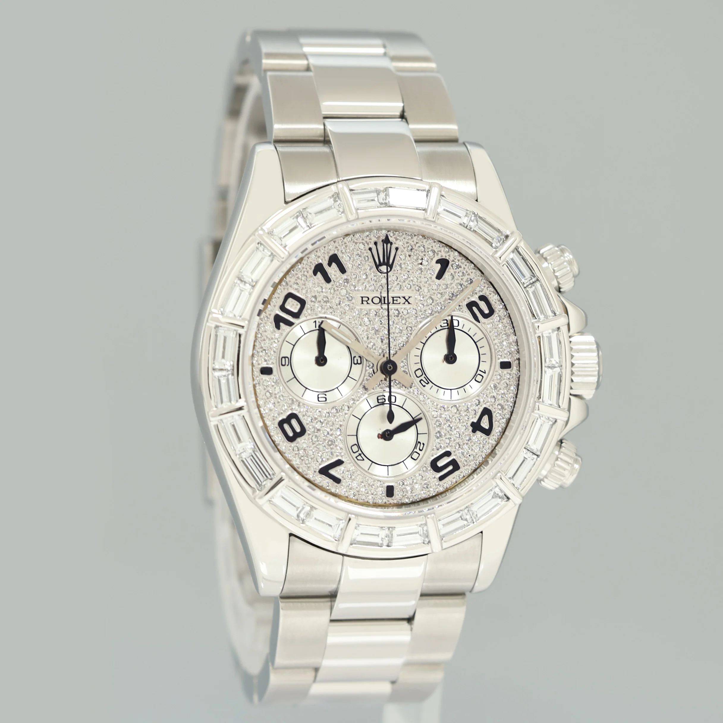 Rolex Daytona 116520 Pave Diamond Baguette Steel Chrono 40mm Watch Box - Image 3